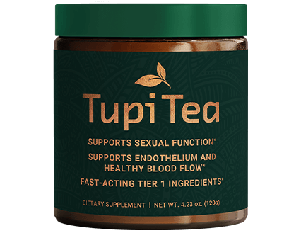 Tupi Tea male vitality supplement jar supporting sexual function and healthy blood flow